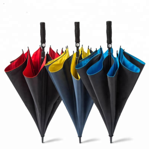 27 Inch Windproof Golf Umbrella UV Protection Automatic Open Double Canopy Vented Sun Rain Umbrella Oversize Stick Umbrellas